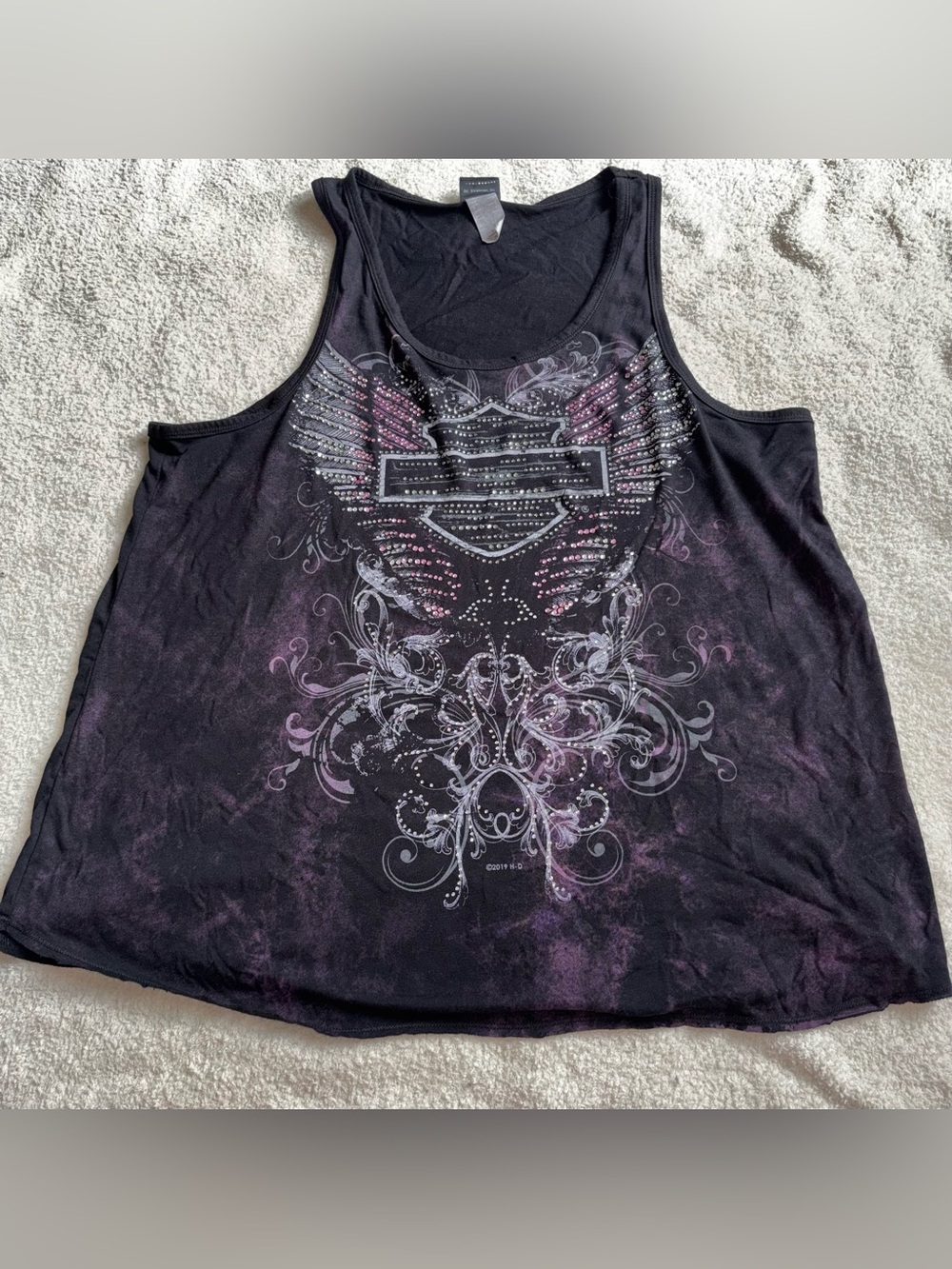 Black and Pink Embellished Women's Tank Top